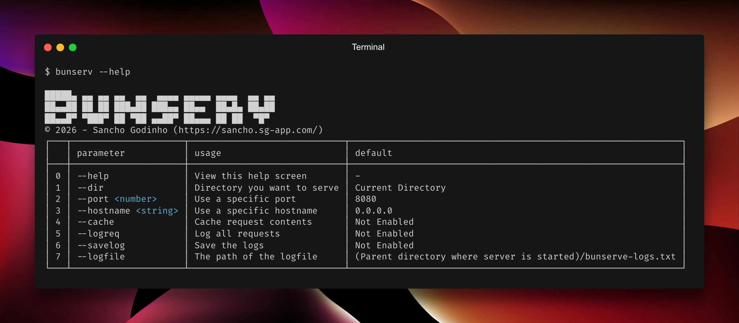 Bunserv project preview